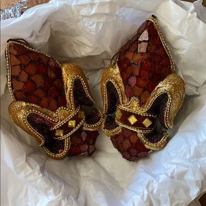 Brown and Gold Fleur de lis ornaments